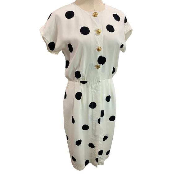 Size 8 Maggy Boutique Vintage 1990s Polka Dot Dress Defects - Picture 1 of 10